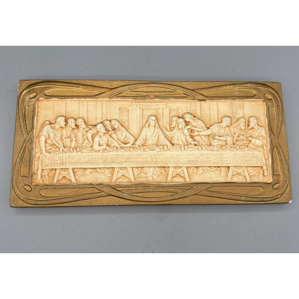 Jesus The Last Supper Wall Hanging Dimensional Plaque Chalkware 11x5"